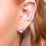 Classic Teardrop Stud Earrings in Silver and Blue Topaz