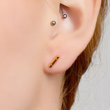 Simple Bar Stud Earrings in Silver with 24ct Gold