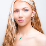 Toucan Bird Necklace in Silver with Carnelian, Green Onyx, & Black Onyx