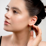 Music Treble Clef Hook Earrings in Silver and Amber