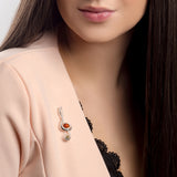 Large Treble Clef Brooch in Silver and Amber