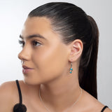 Music Treble Clef Hook Earrings in Silver and Turquoise