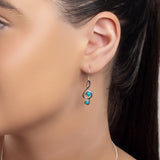 Music Treble Clef Hook Earrings in Silver and Turquoise