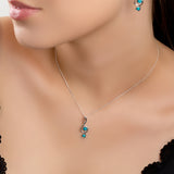 Musical Treble Clef Necklace in Silver and Turquoise