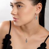 Music Treble Clef Hook Earrings in Silver and Turquoise