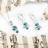 Music Treble Clef Hook Earrings in Silver and Turquoise