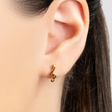 Musical Treble Clef Stud Earrings in Silver with 24ct Gold