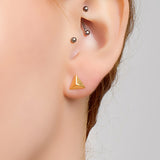 Geometric Triangle Stud Earrings in Silver with 24ct Gold