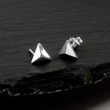 Silver Triangle Stud Earrings