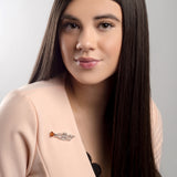 Musical Trumpet Brooch in Silver and Amber