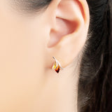 Sunset Tulip Stud Earrings Silver and Amber