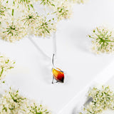 Sunset Tulip Necklace in Silver & Amber