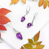 Tulip Necklace in Silver & Amethyst