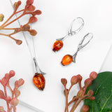 Tulip Necklace in Silver & Amber
