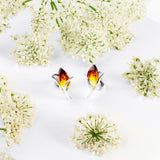 Sunset Tulip Stud Earrings Silver and Amber