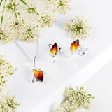 Sunset Tulip Stud Earrings Silver and Amber
