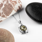 Turtle / Tortoise Necklace in Silver and Green Amber