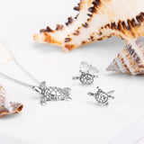Miniature Sea Turtle Necklace in Silver
