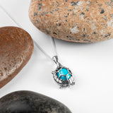 Turtle / Tortoise Necklace in Silver and Turquoise