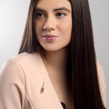 Musical Violin Brooch Silver and Amber