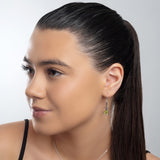 Music Violin Hook Earrings in Silver and Peridot