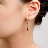 Music Violin Hook Earrings in Silver and Amber