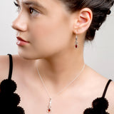 Music Violin Hook Earrings in Silver and Amber