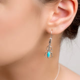 Music Violin Hook Earrings in Silver and Turquoise