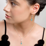 Music Violin Hook Earrings in Silver and Turquoise