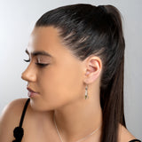 Music Violin Hook Earrings in Silver and Green Amber