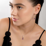 Music Violin Necklace in Silver and Amethyst