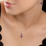 Music Violin Necklace in Silver and Amethyst