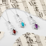 Music Violin Necklace in Silver and Amethyst