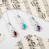 Music Violin Necklace in Silver and Amber