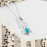 Music Violin Necklace in Silver and Turquoise