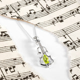 Music Violin Necklace in Silver and Peridot
