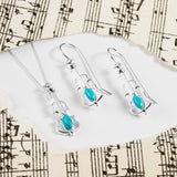 Music Violin Necklace in Silver and Turquoise