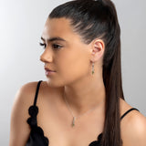 Music Violin Necklace in Silver and Green Amber