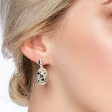 Single Drop Earrings in Silver and Dalmatian Jasper