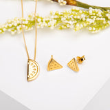 Watermelon Slice Stud Earrings in Silver with 24ct Gold