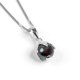 Natural Cultured Black Pearl Necklace in Silver