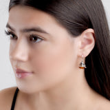 Sailboat / Boat / Yacht Drop Earrings in Silver and Amber