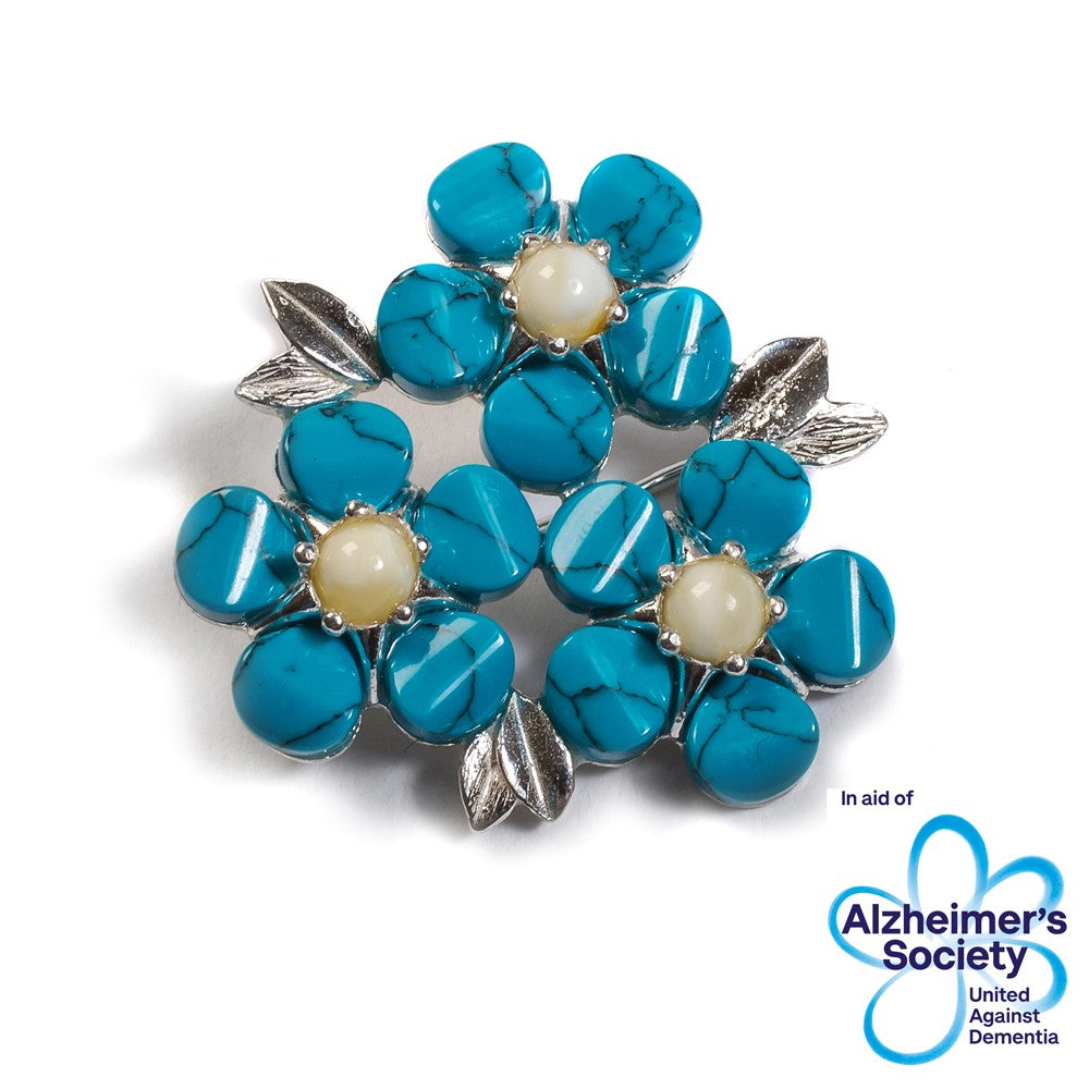 Forget Me Not Forgetmenot Flower Brooch Silver Amber