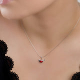 Cute Bird Necklace in Silver and Amber