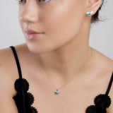 Cute Bird Necklace in Silver and Coral