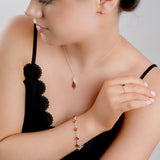 Circle Link Bracelet in Silver and Cognac Amber