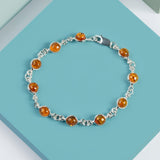 Circle Link Bracelet in Silver and Yellow Amber