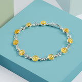 Circle Link Bracelet in Silver and Yellow Amber