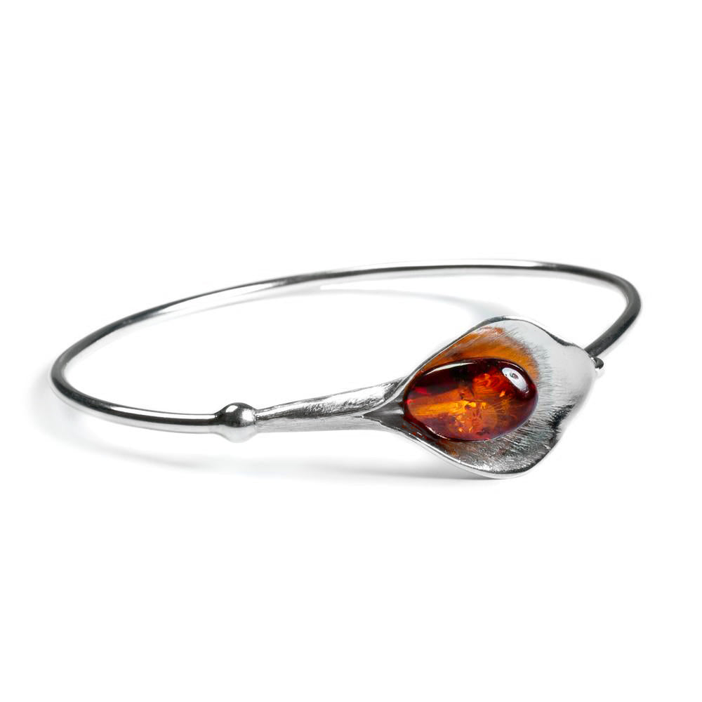 Lily Flower Bangle Cognac Amber