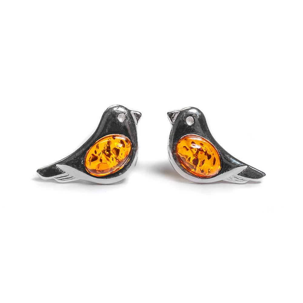 Bird Stud Earrings Amber
